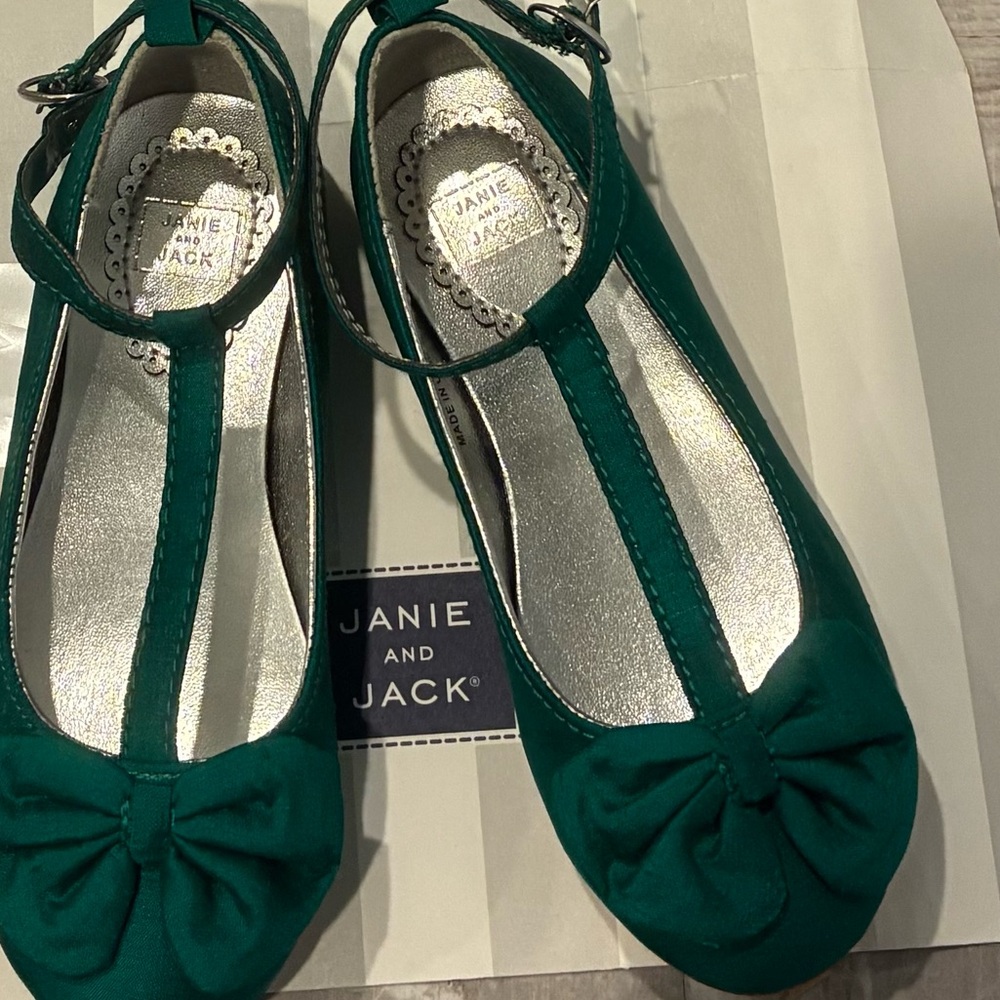 Janie and Jack Teal Bow Flats